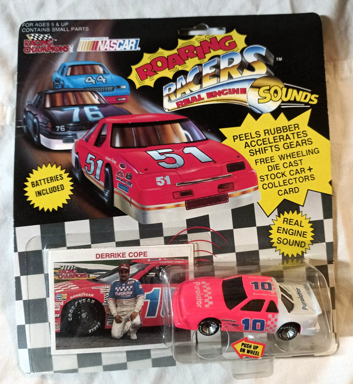 Racing Champions 1991 Roaring Racers Derricke Cope #10 Purolator - TulipStuff