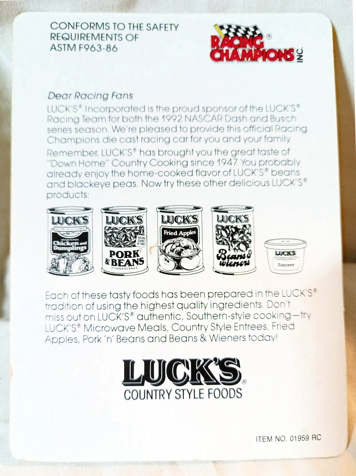 Racing Champions 1992 Lucks Racing Team Car #09 Scott Hornberg Promo - TulipStuff