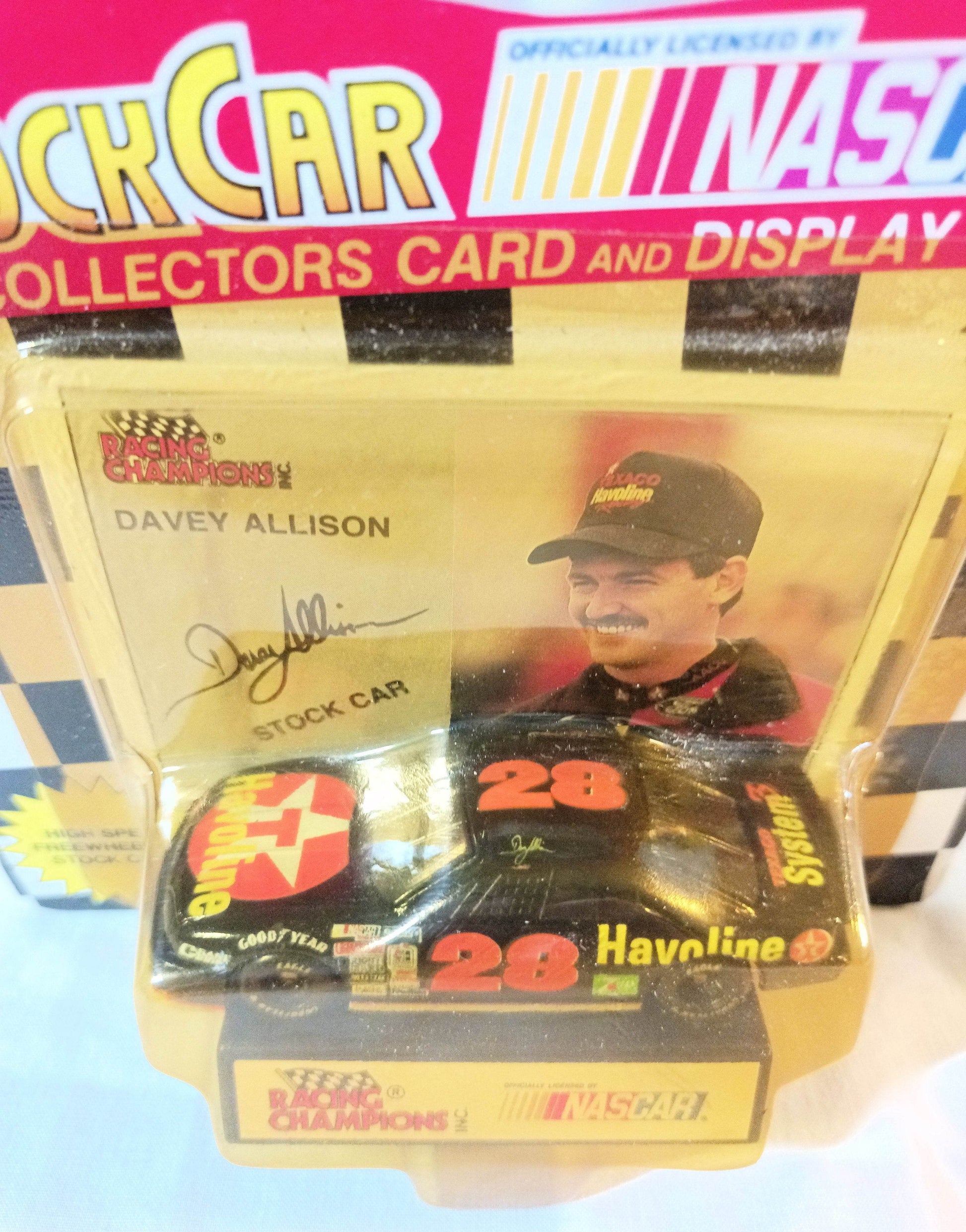 Racing Champions Nascar 1993 Davey Allison #28 Havoline Ford Stock Car - TulipStuff