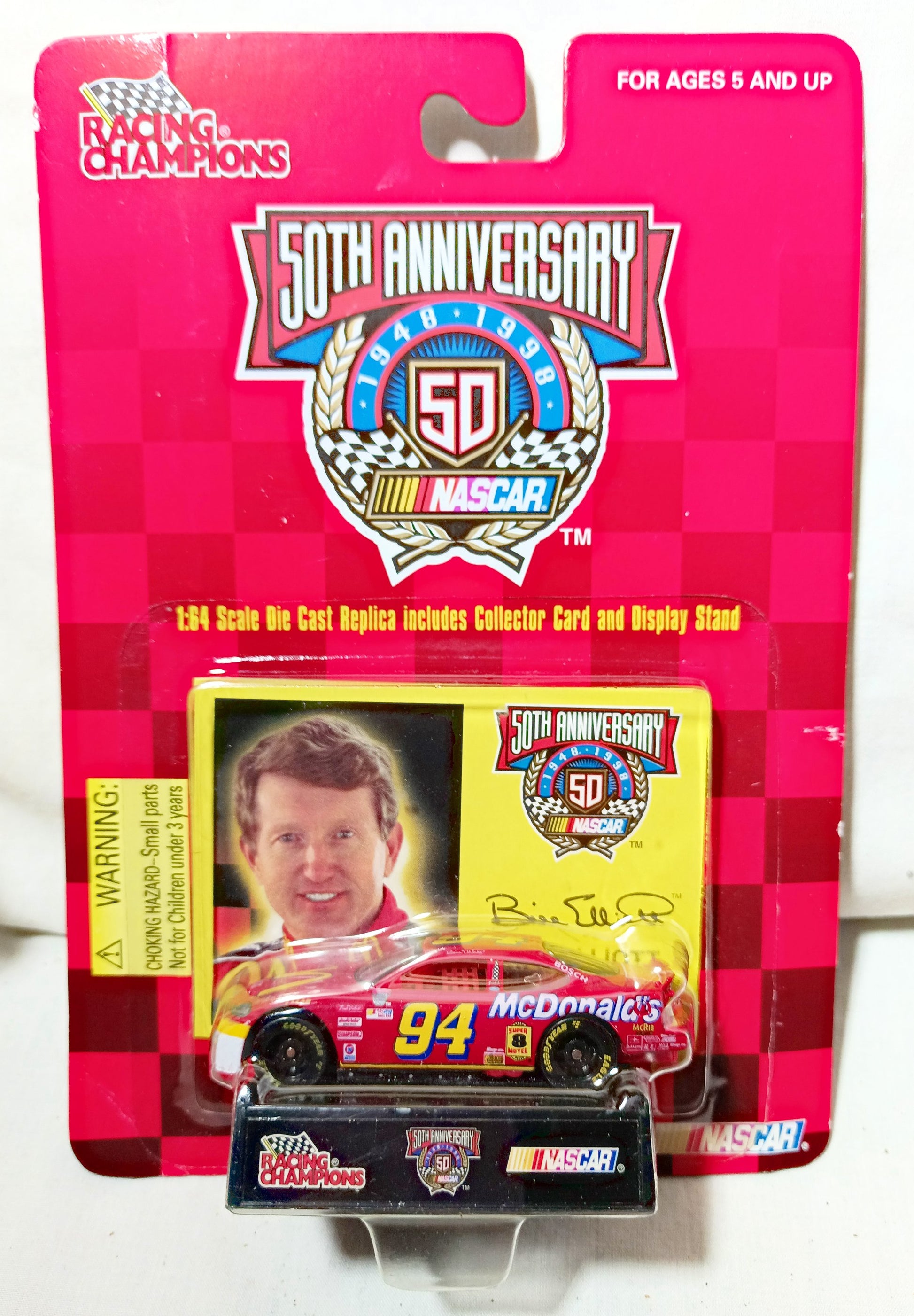 Racing Champions 1998 Bill Elliott McDonald's Ford Taurus NASCAR 50th - TulipStuff