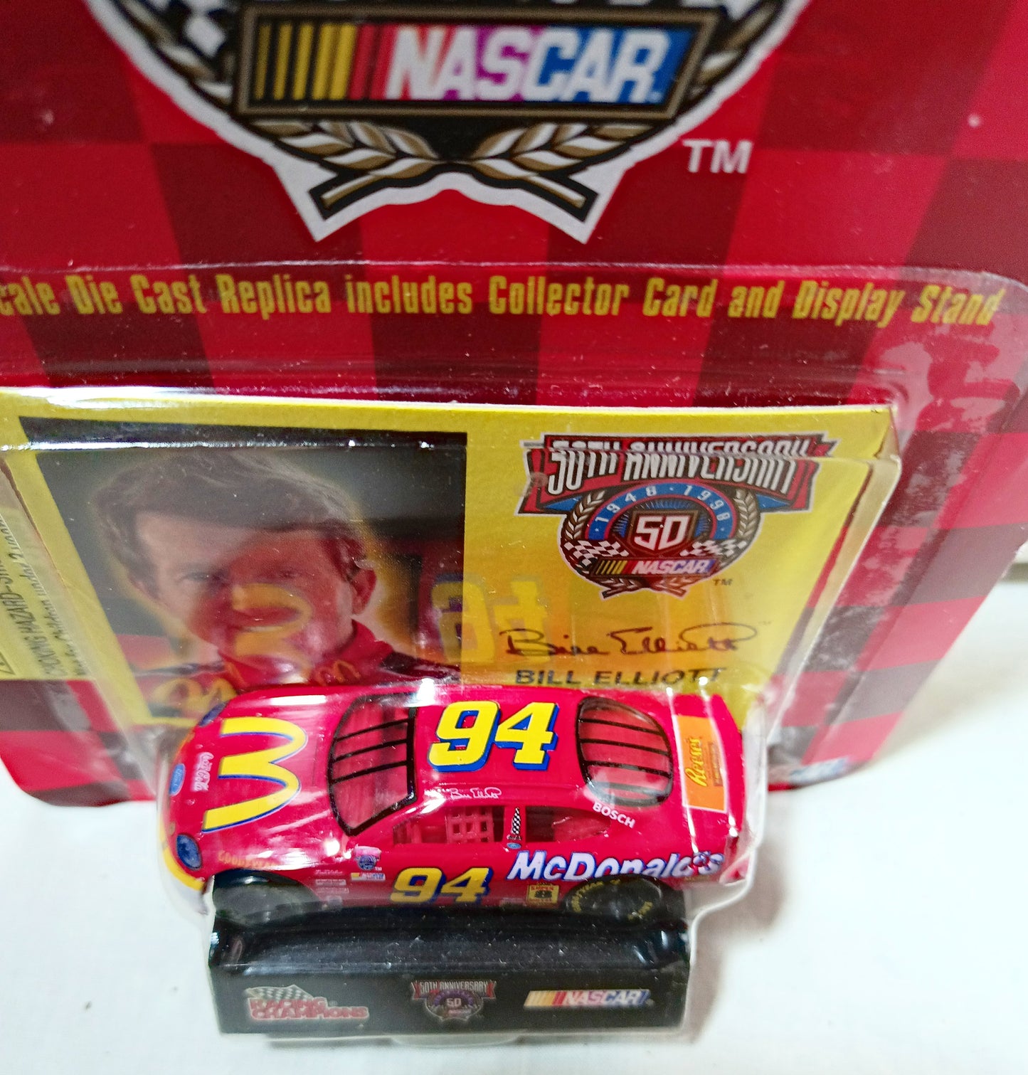 Racing Champions 1998 Bill Elliott McDonald's Ford Taurus NASCAR 50th - TulipStuff