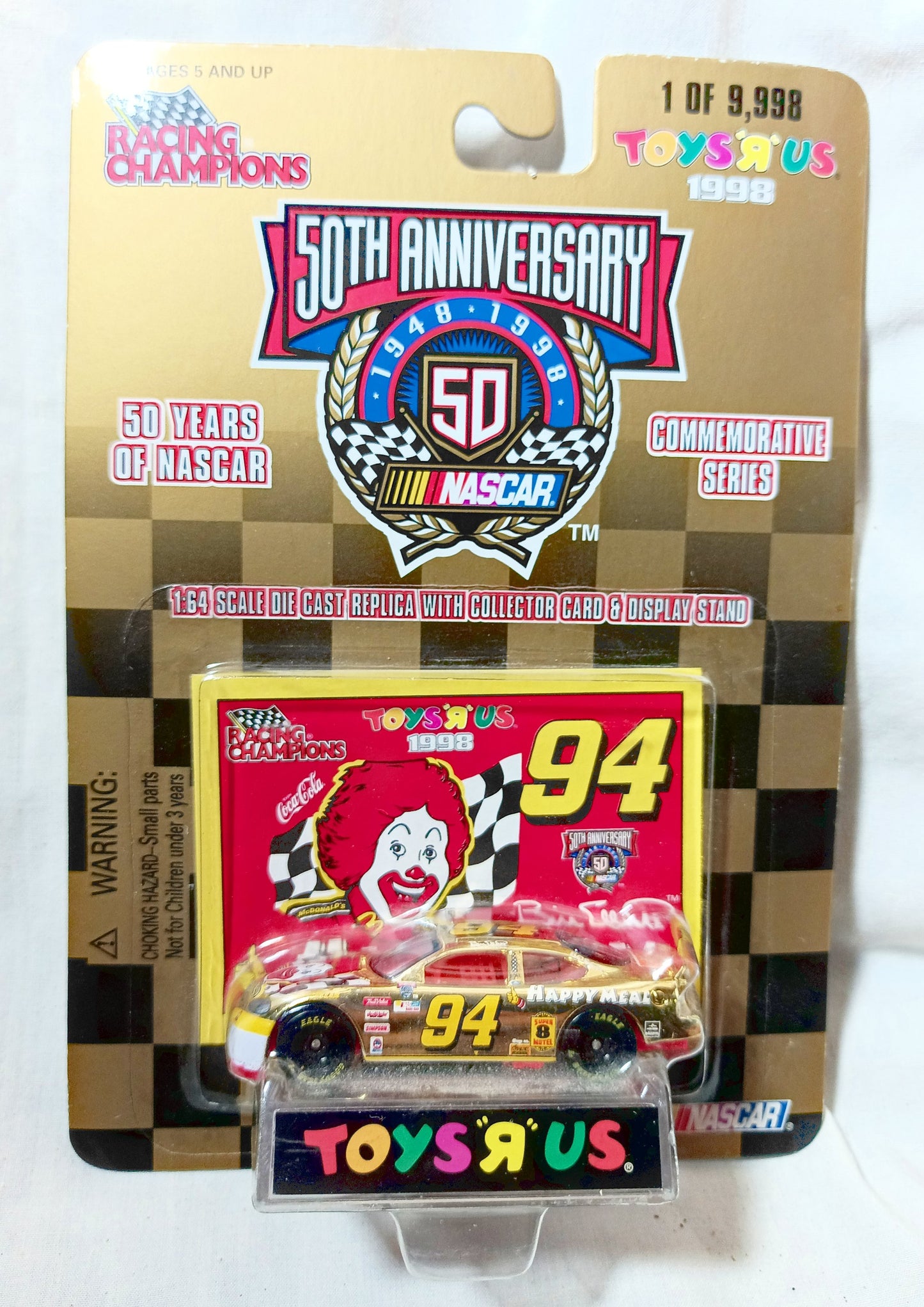 Racing Champions Toys R Us 1998 Bill Elliott #94 McDonald's Happy Meal - TulipStuff