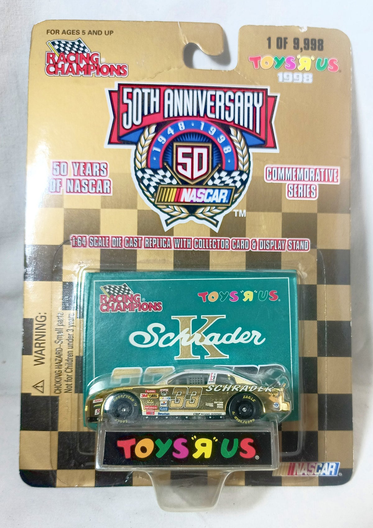 Racing Champions Gold Toys R Us 1998 Ken Schrader #33 APR Chevy - TulipStuff
