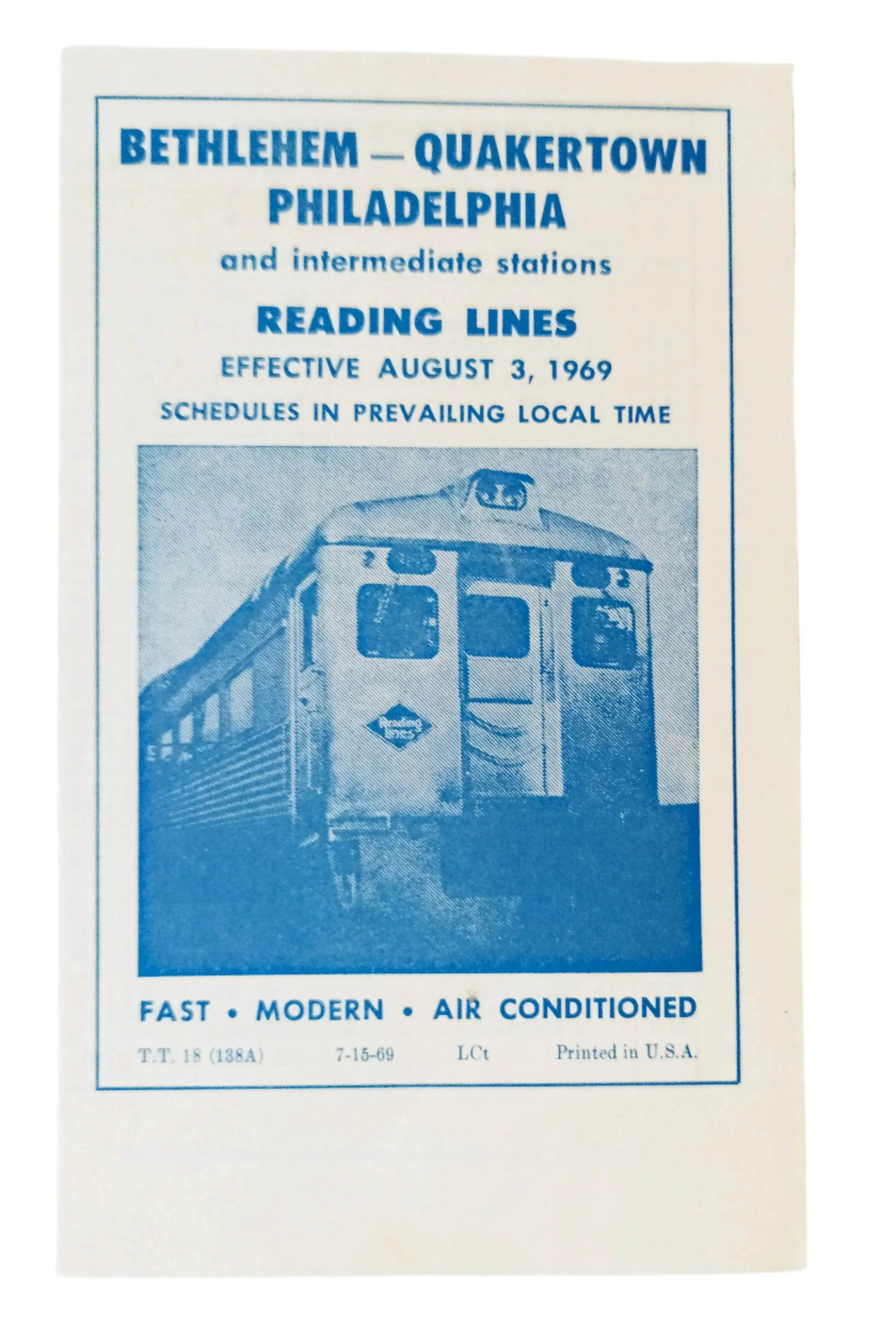 Reading Lines 1969 Timetable Bethlehem Quakertown Philadelphia – TulipStuff