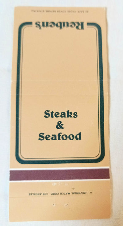 Reuben's Steaks and Seafood Restaurant Chain Matchbook Cover 1983 - TulipStuff