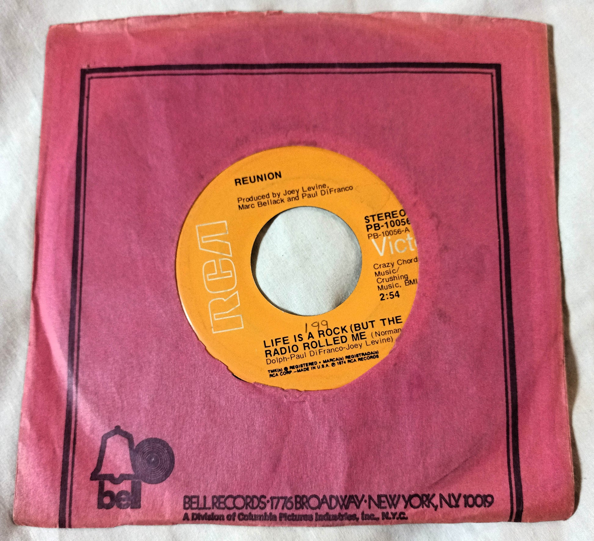 Reunion Life Is A Rock (But The Radio Rolled Me) 7" Vinyl 45 RPM 1974 - TulipStuff