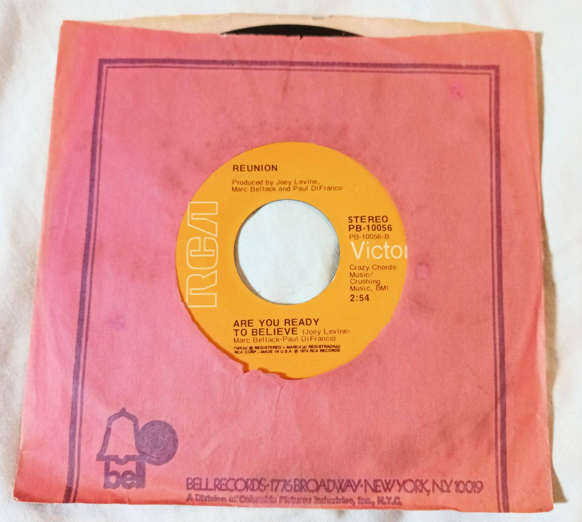 Reunion Life Is A Rock (But The Radio Rolled Me) 7" Vinyl 45 RPM 1974 - TulipStuff