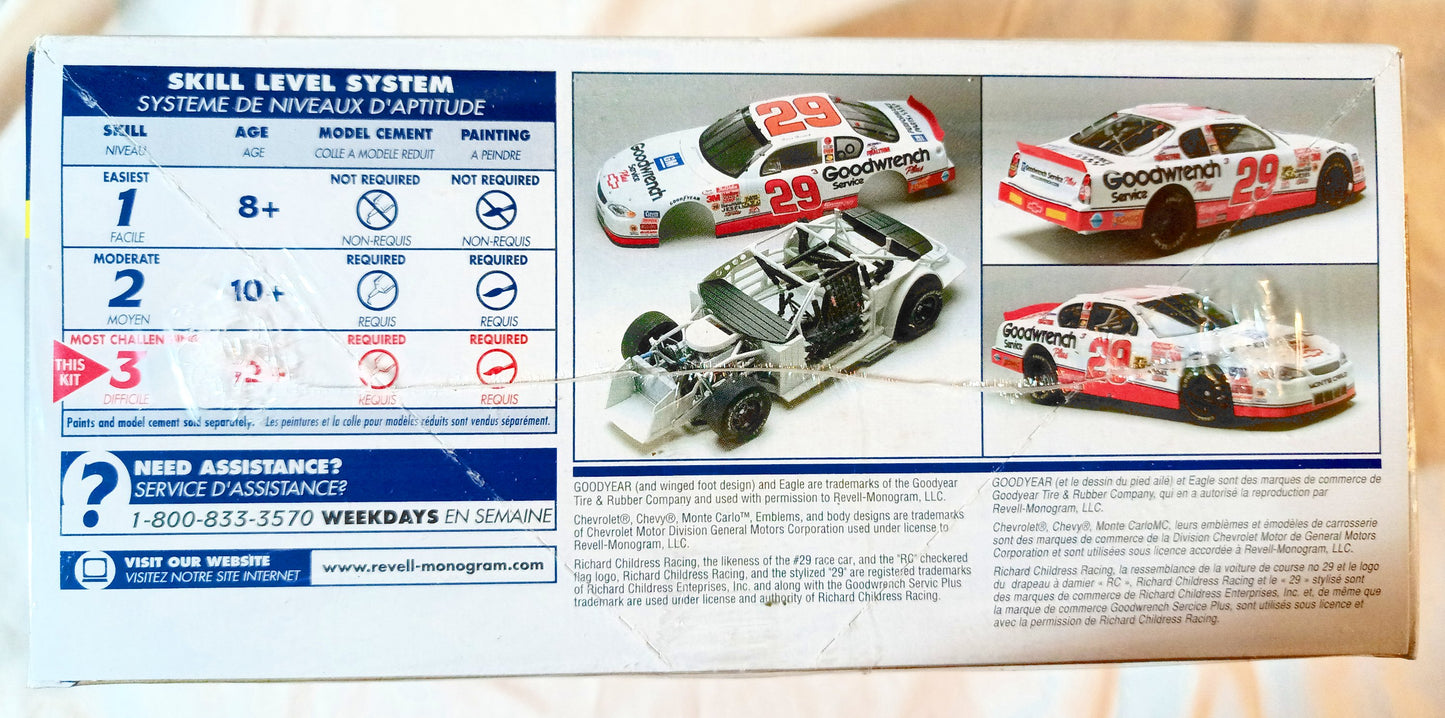 Revell Kevin Harvick Goodwrench 2001 Monte Carlo 1:24 Scale Model Kit - TulipStuff