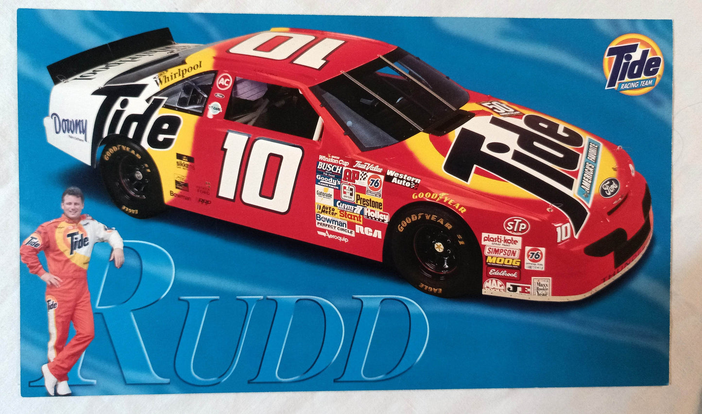 10 Ricky Rudd Number Font Ricky Rudd Tide Racing Team NASCAR 1996 Photo Card Handout 10X5.75 ...