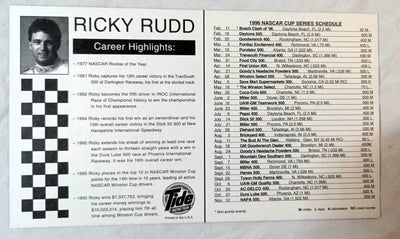 Ricky Rudd Tide Racing Team NASCAR 1996 Photo Card Handout 10X5.75 - TulipStuff