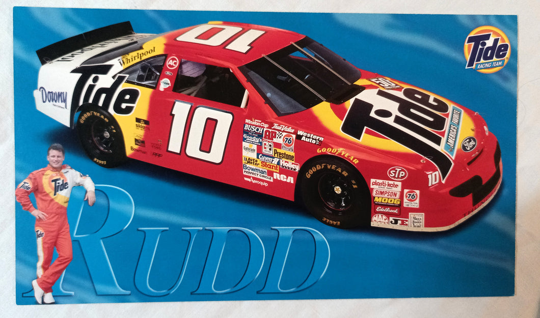 Ricky Rudd Tide Racing Team NASCAR 1996 Photo Card Handout 10X5.75