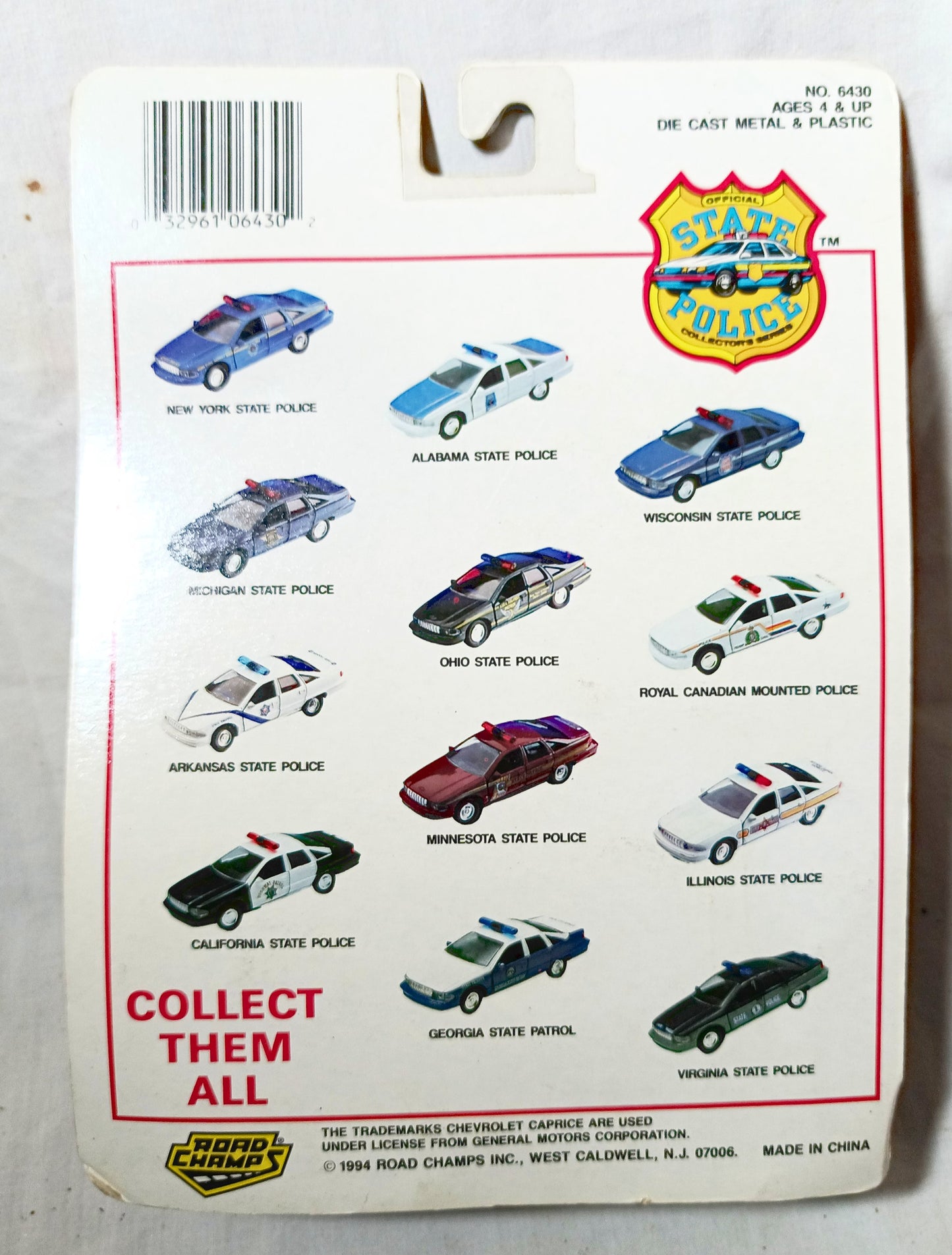 Road Champs Minnesota State Patrol Chevy Caprice Police Car 1994 1:43 - TulipStuff