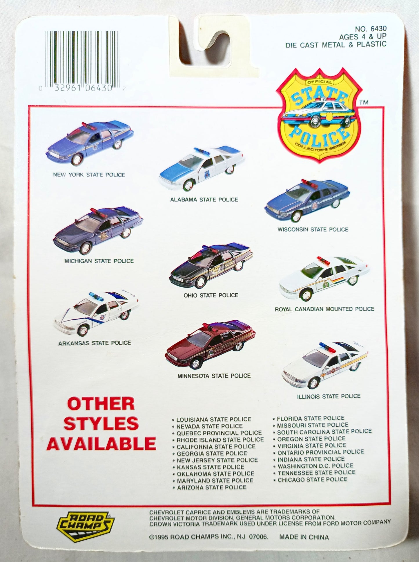 Road Champs Utah Highway Patrol Chevy Caprice Police Car 1995 1:43 - TulipStuff