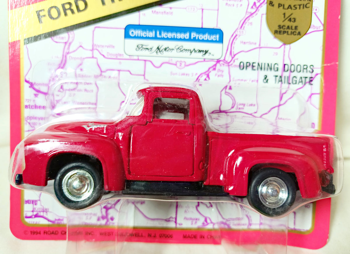Road Champs Ford Truck Series '56 Ford F100 Pickup Truck 1:43 Red 1994 - TulipStuff