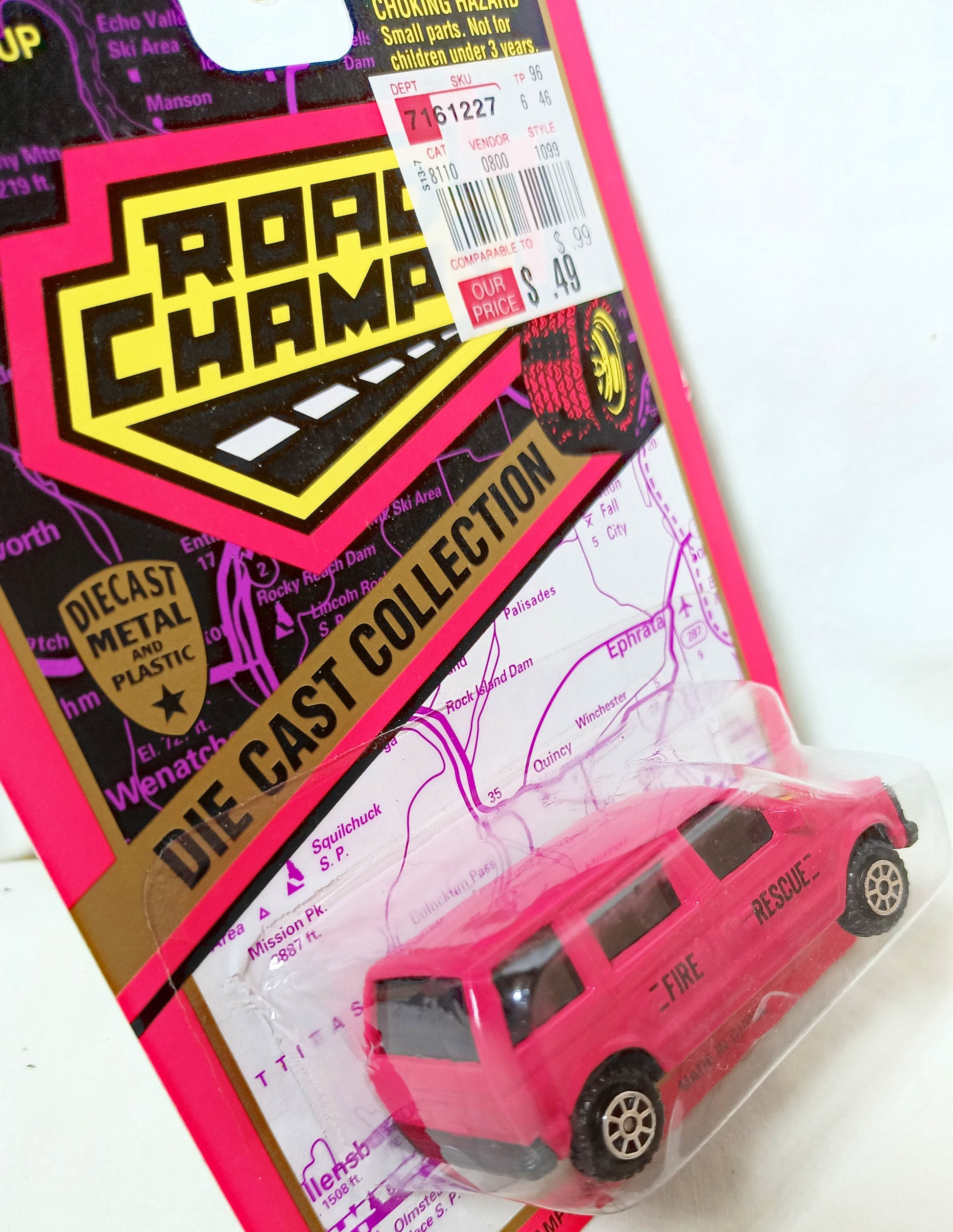 Road Champs No. 1100 1980's Dodge Caravan Fire Rescue Red 1:64 1996 - TulipStuff