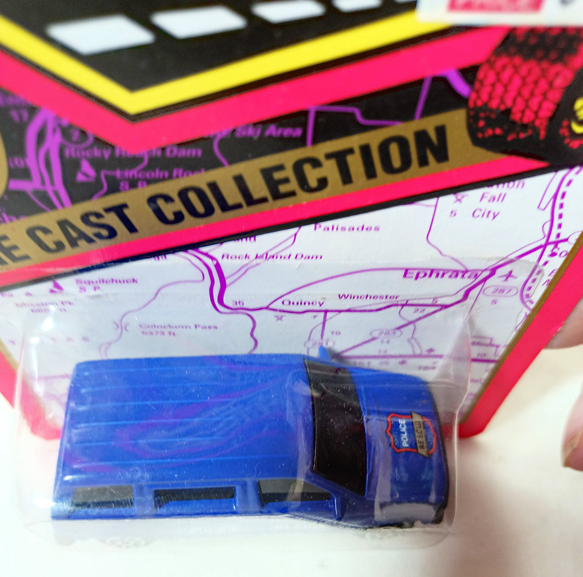 Road Champs No. 1100 1980's Dodge Caravan Police Rescue Blue 1:64 1996 - TulipStuff