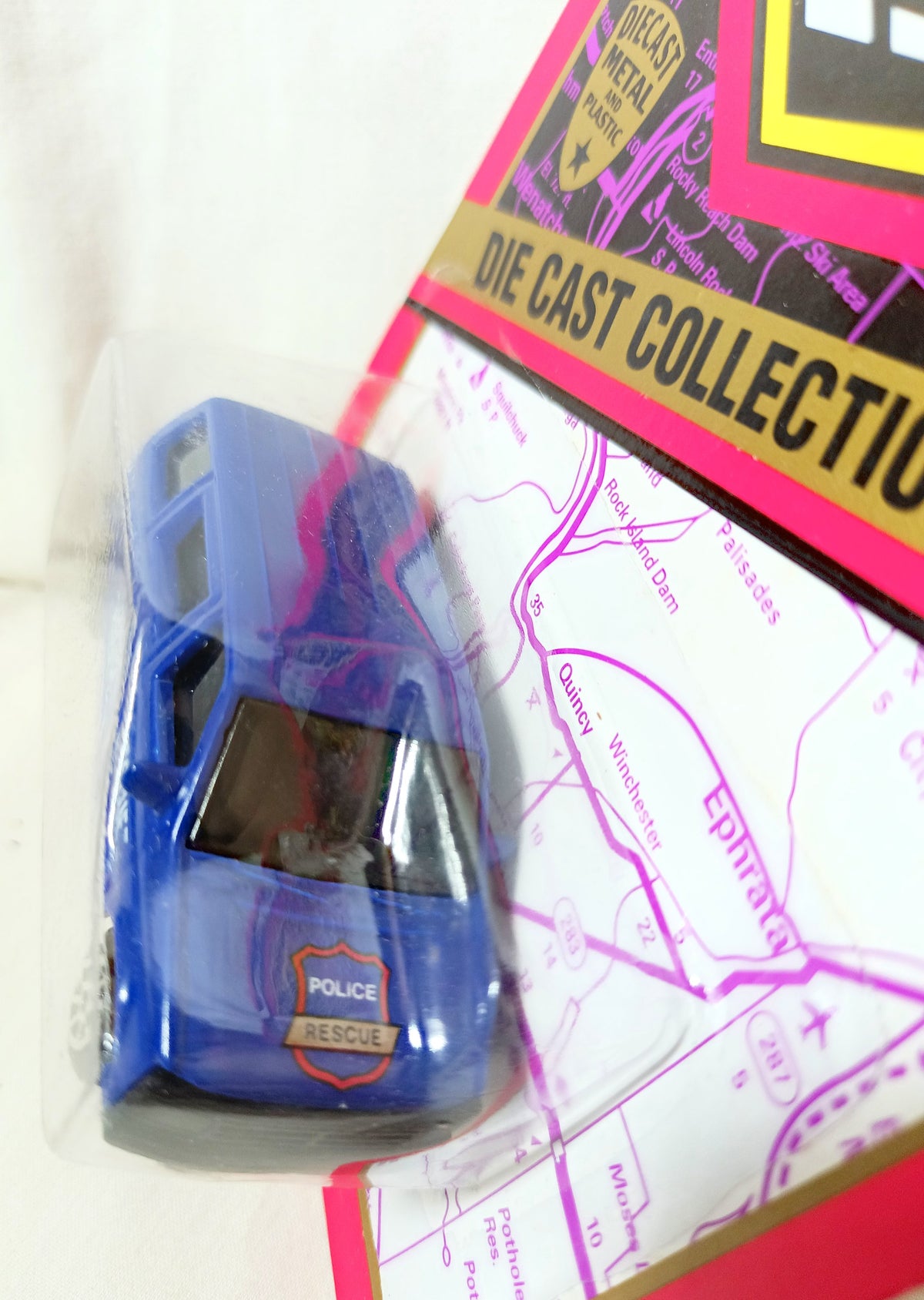 Road Champs No. 1100 1980's Dodge Caravan Police Rescue Blue 1:64 1996 - TulipStuff