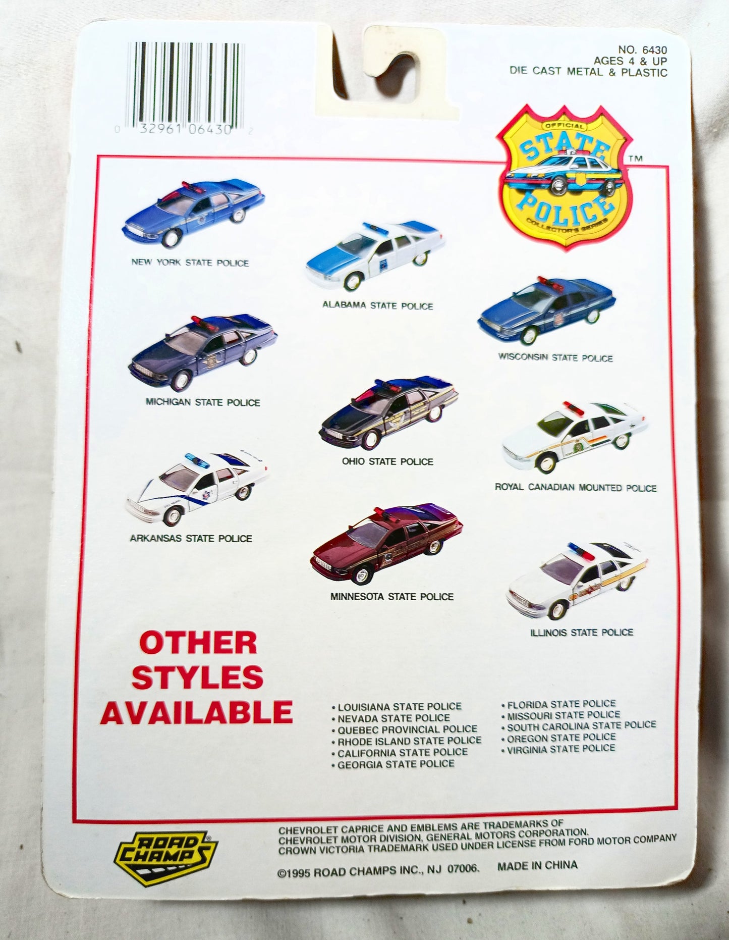Road Champs State Police New Jersey Police Chevy Caprice 1:43 1995 - TulipStuff