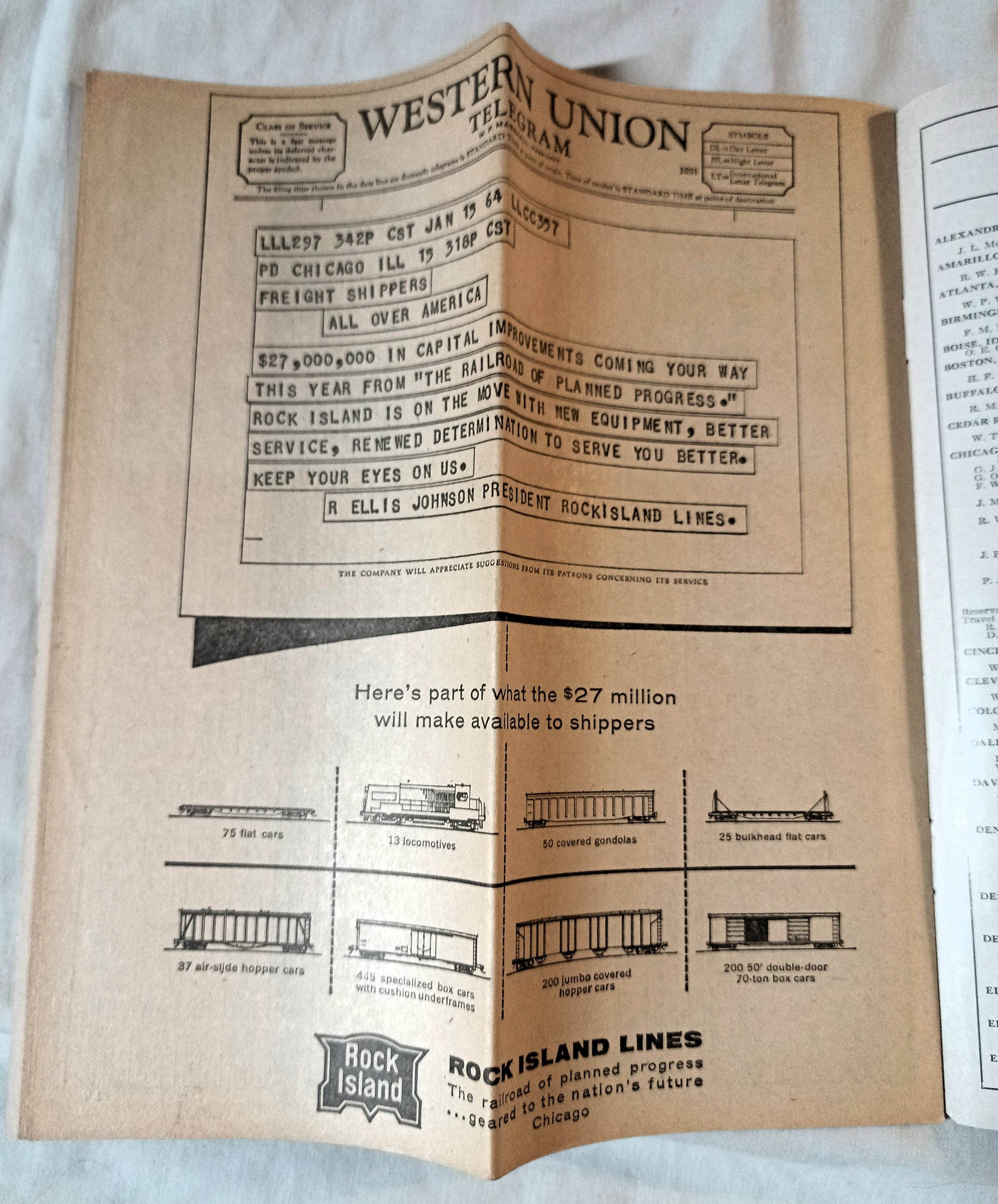Rock Island Lines Railroad System Timetable Summer 1964 - TulipStuff