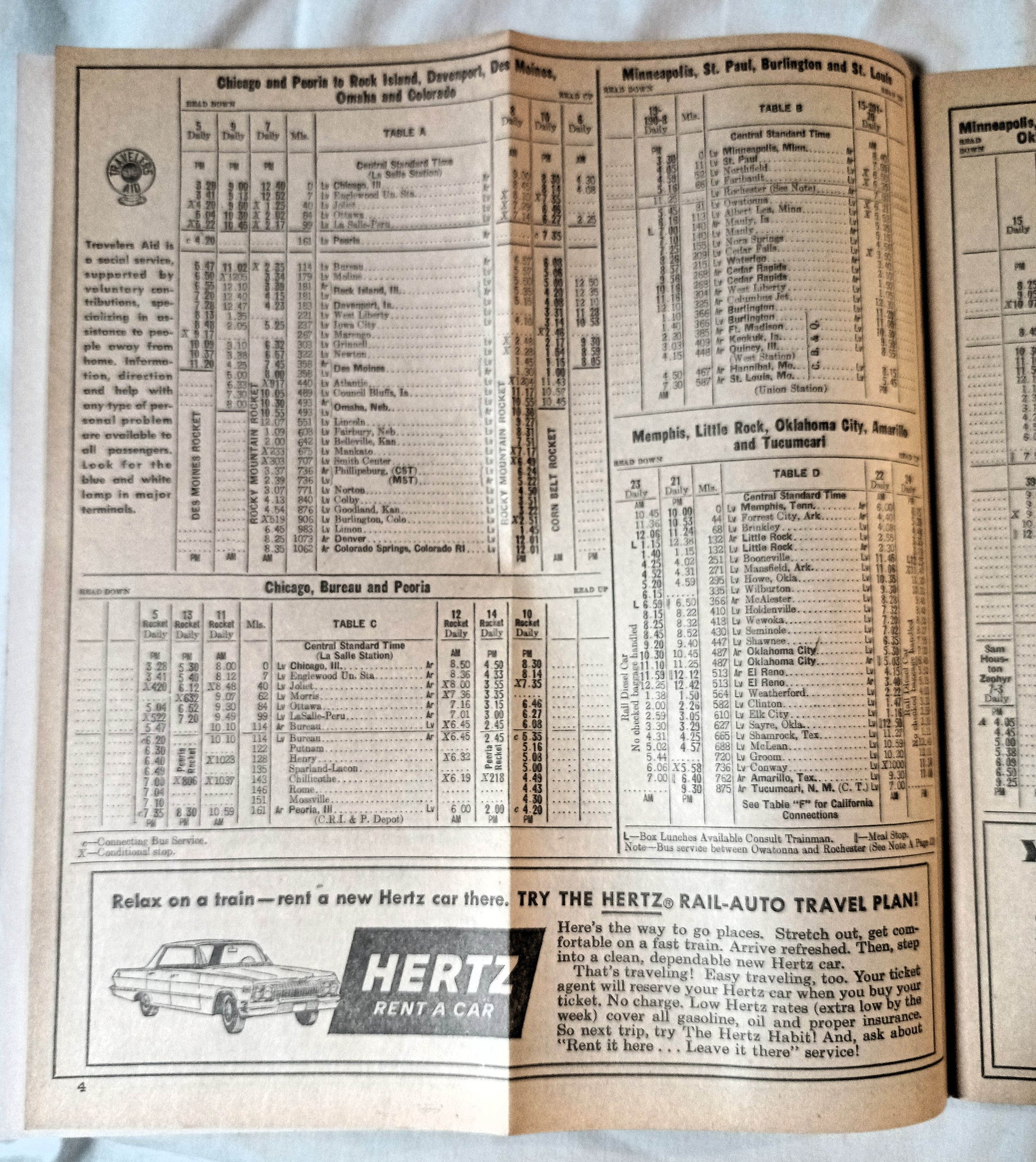 Rock Island Lines Railroad System Timetable Summer 1964 - TulipStuff