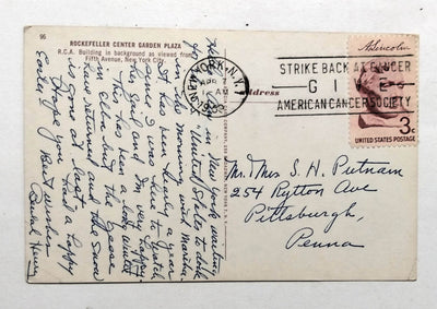 Rockefeller Center Garden Plaza RCA Building New York City 1959 Postcard - TulipStuff