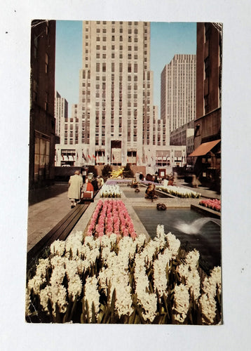 Rockefeller Center Garden Plaza RCA Building New York City 1959 Postcard - TulipStuff