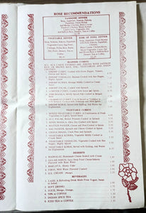 Rose Of India Restaurant E 6th Little India East Village NYC Menu 1990's - TulipStuff