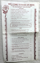 Load image into Gallery viewer, Rose Of India Restaurant E 6th Little India East Village NYC Menu 1990&#39;s - TulipStuff
