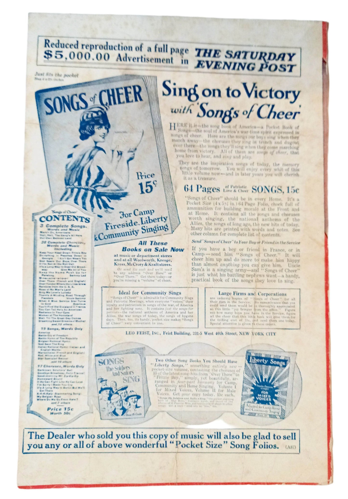 The Rose Of No Man's Land Patriotic War Edition Sheet Music 1918 - TulipStuff