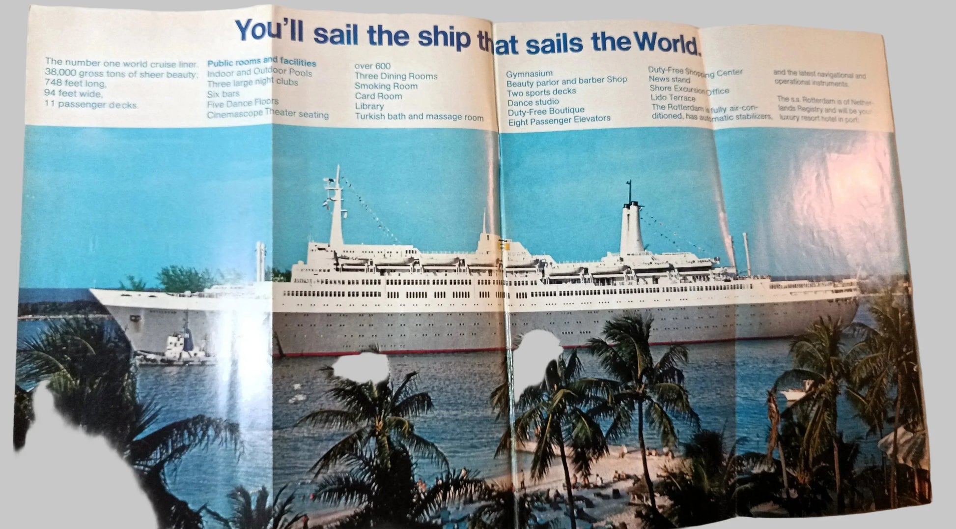 Holland America Cruises ss Rotterdam 1973 Nassau Cruises from New York Brochure - TulipStuff