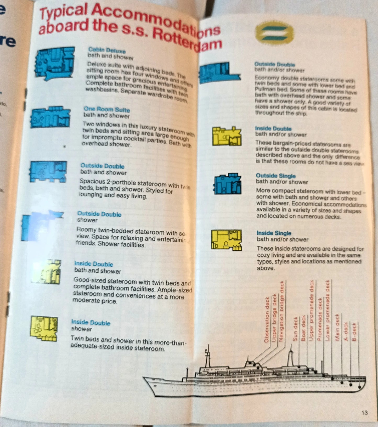 Holland America Cruises ss Rotterdam 1973 Nassau Cruises from New York Brochure - TulipStuff