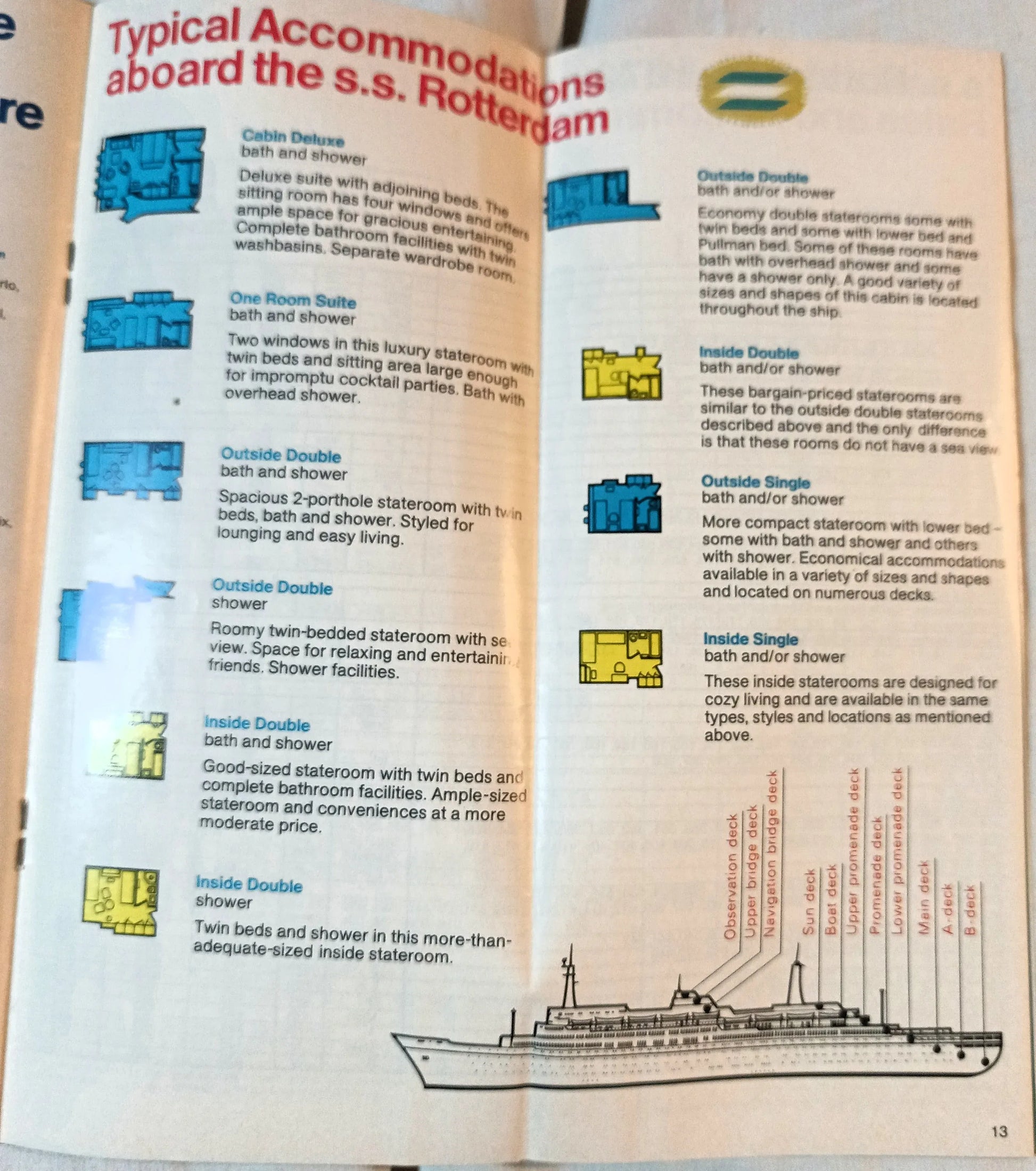 Holland America Cruises ss Rotterdam 1973 Nassau Cruises from New York Brochure - TulipStuff