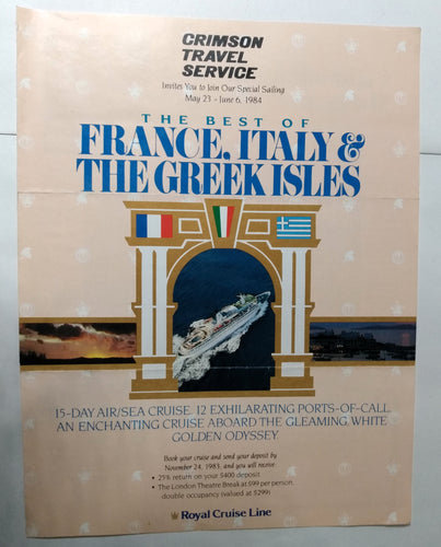 Royal Cruise Line Golden Odyssey Greek Isles Italy Cruise Brochure 1984 - TulipStuff