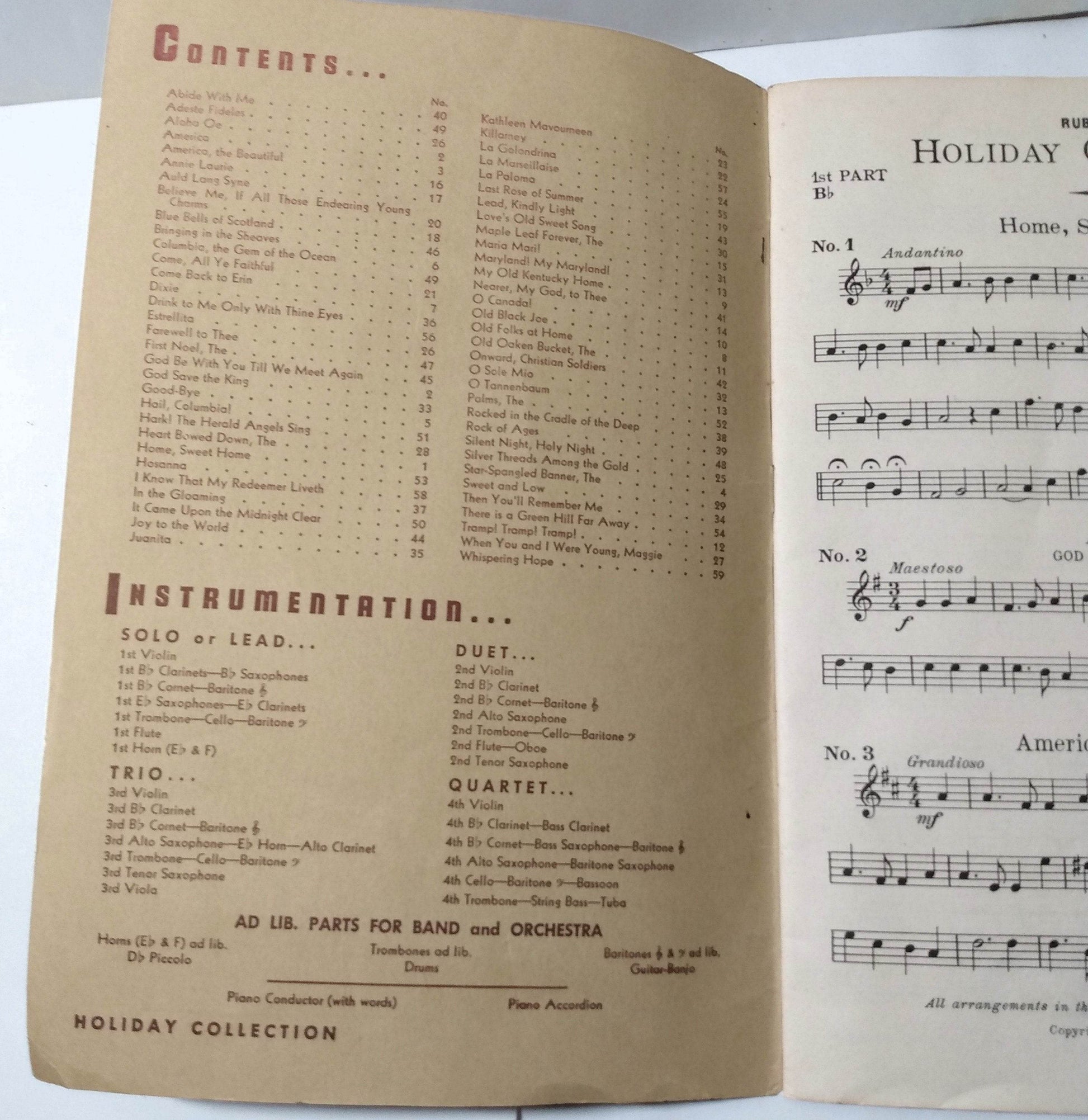 Rubank Holiday Collection 1st B Flat Cornet Baritone Sheet Music 1932 - TulipStuff