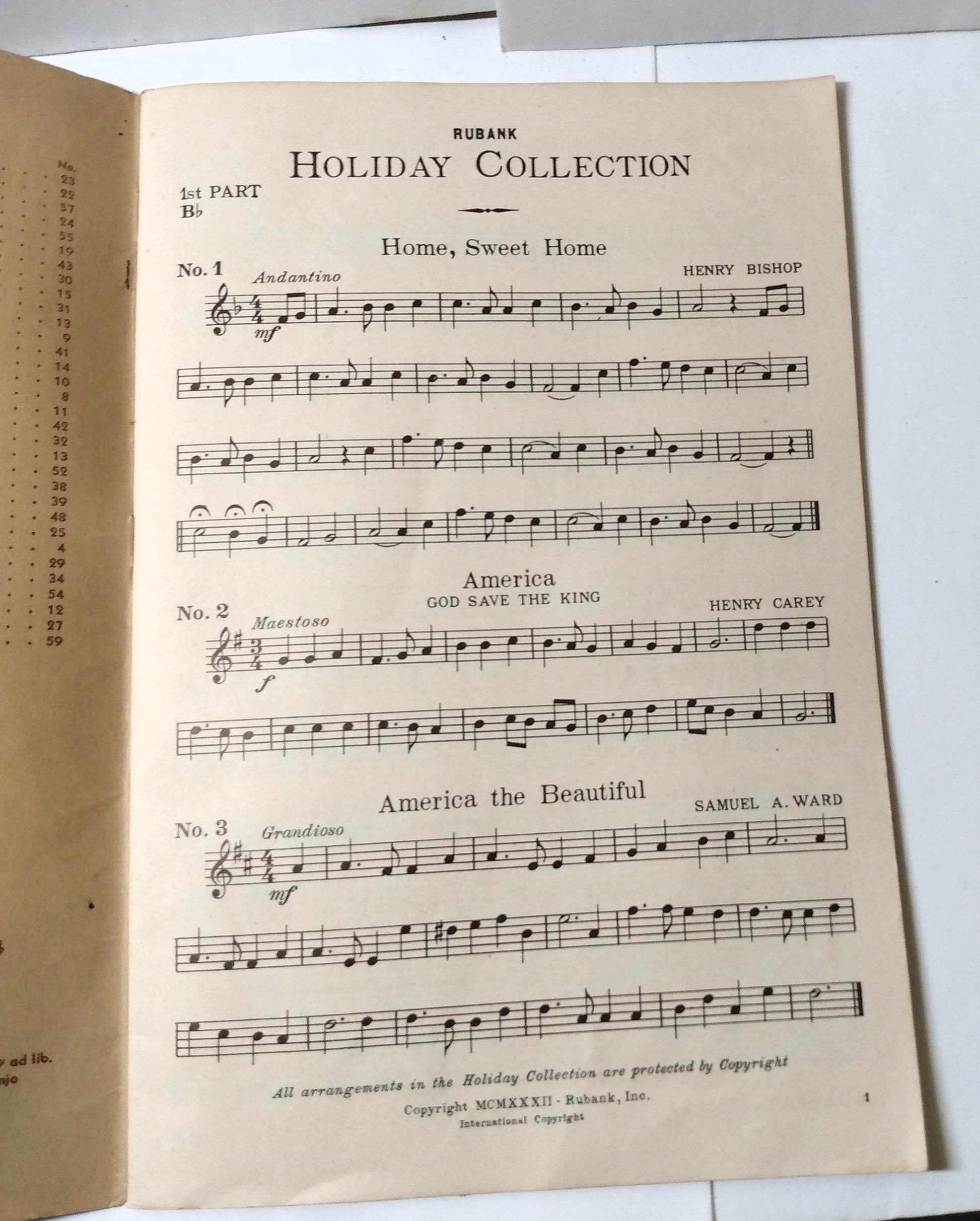 Rubank Holiday Collection 1st B Flat Cornet Baritone Sheet Music 1932 - TulipStuff