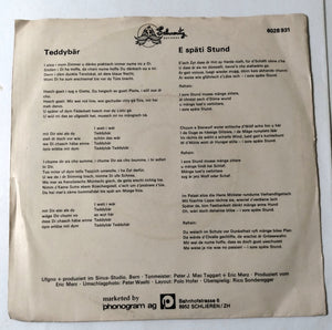 Rumpelstilz Teddybar Swiss Rock 7" Vinyl Switzerland Schnoutz 1976 - TulipStuff