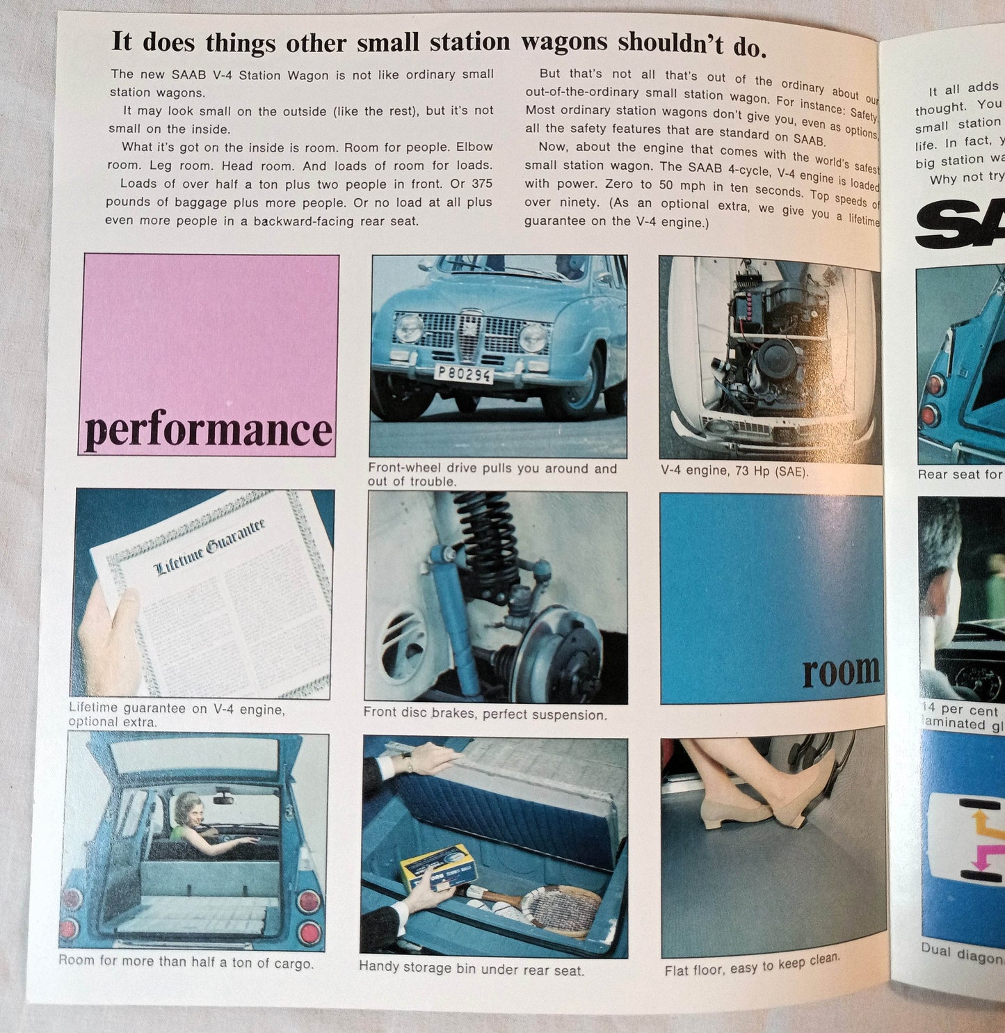 Saab 1968 V-4 Station Wagon US Dealer Sales Brochure - TulipStuff