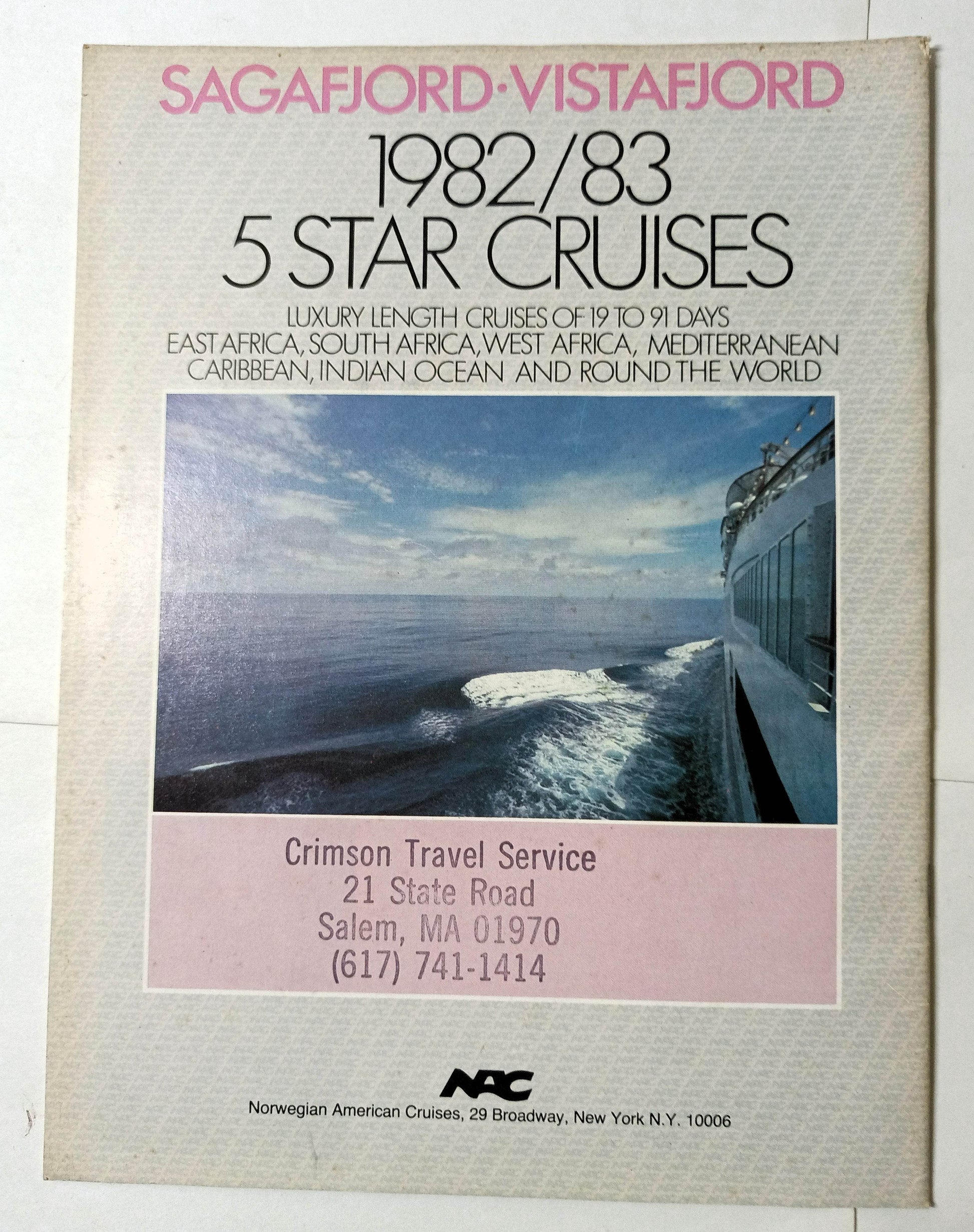 Norwegian America Sagafjord Vistafjord 5 Star Cruises 1982-83 Brochure - TulipStuff