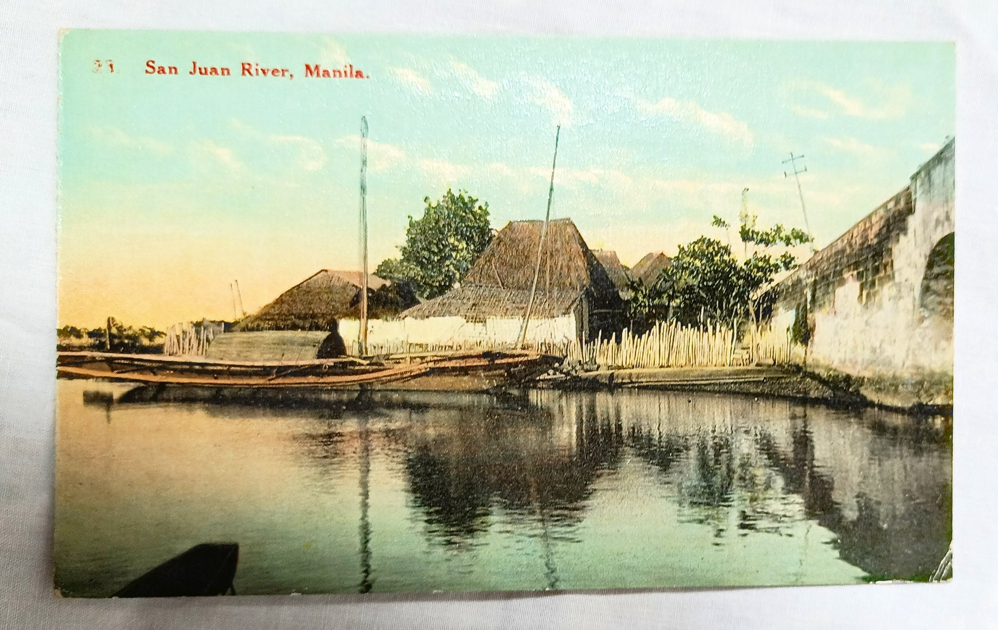 San Juan River Manila Philippines Postcard 1910's Denniston's - TulipStuff