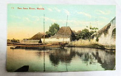 San Juan River Manila Philippines Postcard 1910's Denniston's - TulipStuff