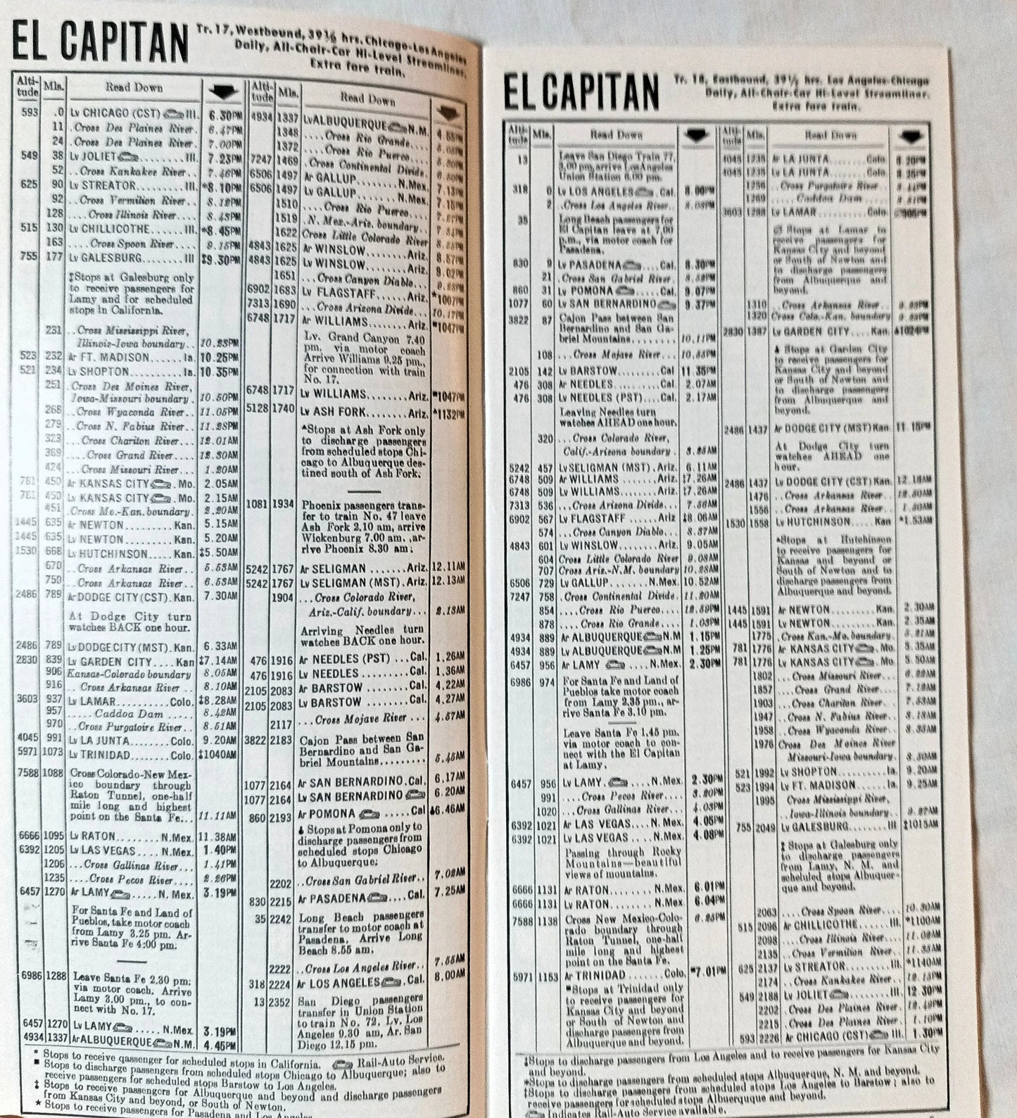 Atchison Topeka And Santa Fe Railway Passenger Schedules 1959 - TulipStuff