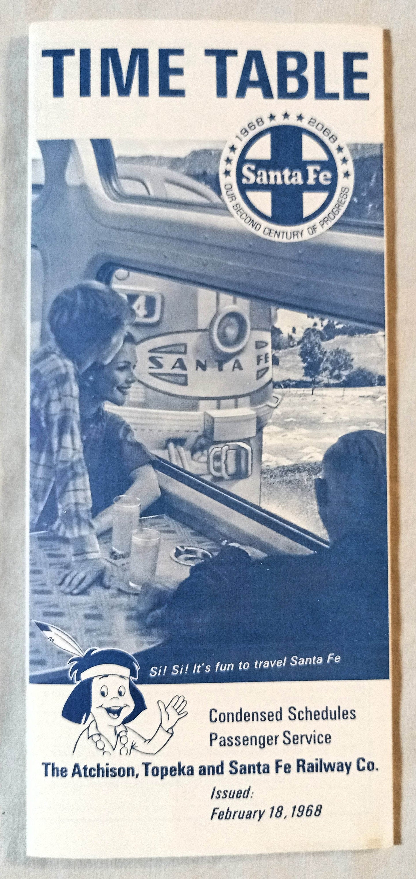 Atchison Topeka And Santa Fe Railway Schedules Timetable 1968 - TulipStuff
