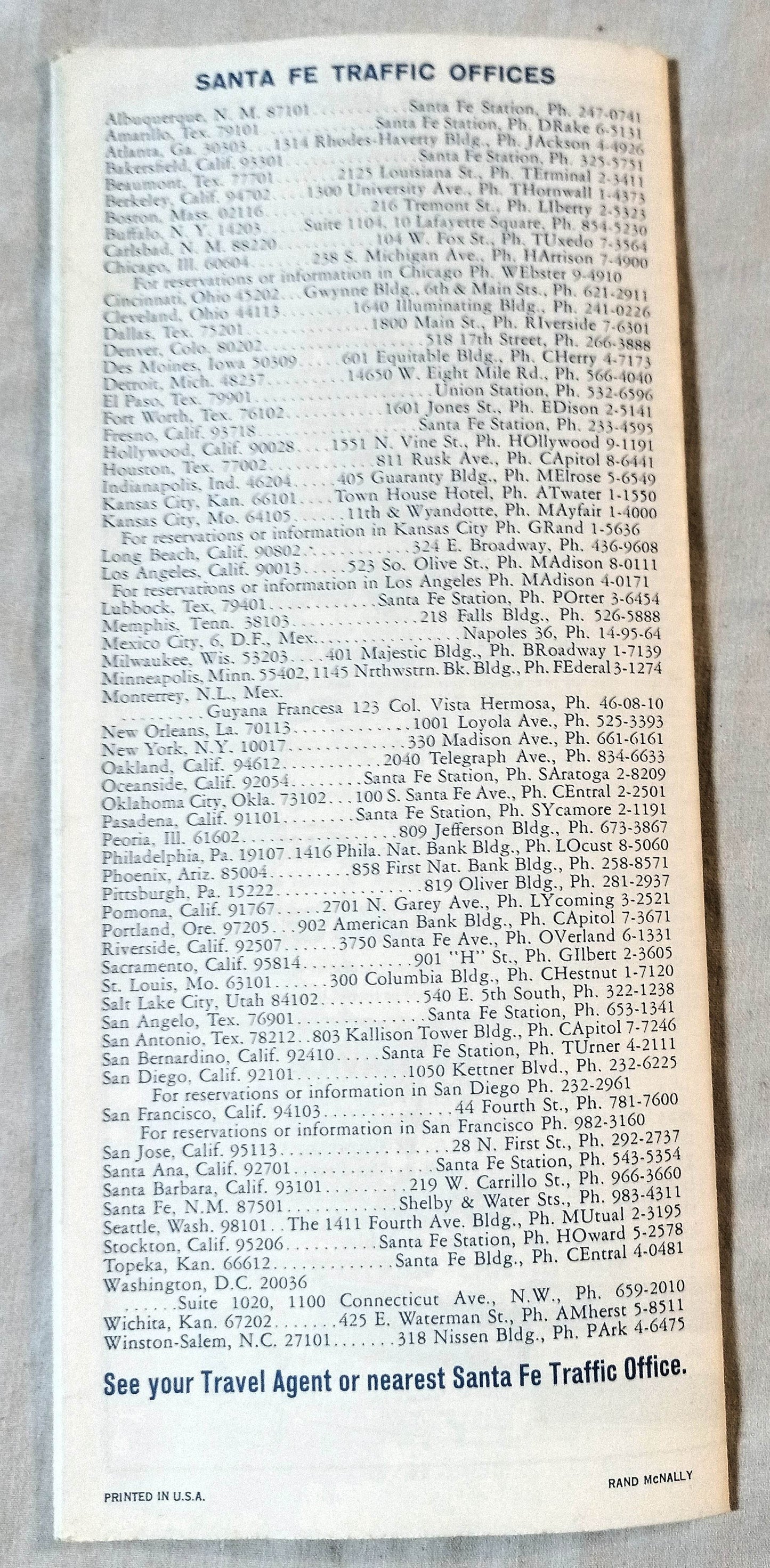Atchison Topeka And Santa Fe Railway Schedules Timetable 1968 - TulipStuff
