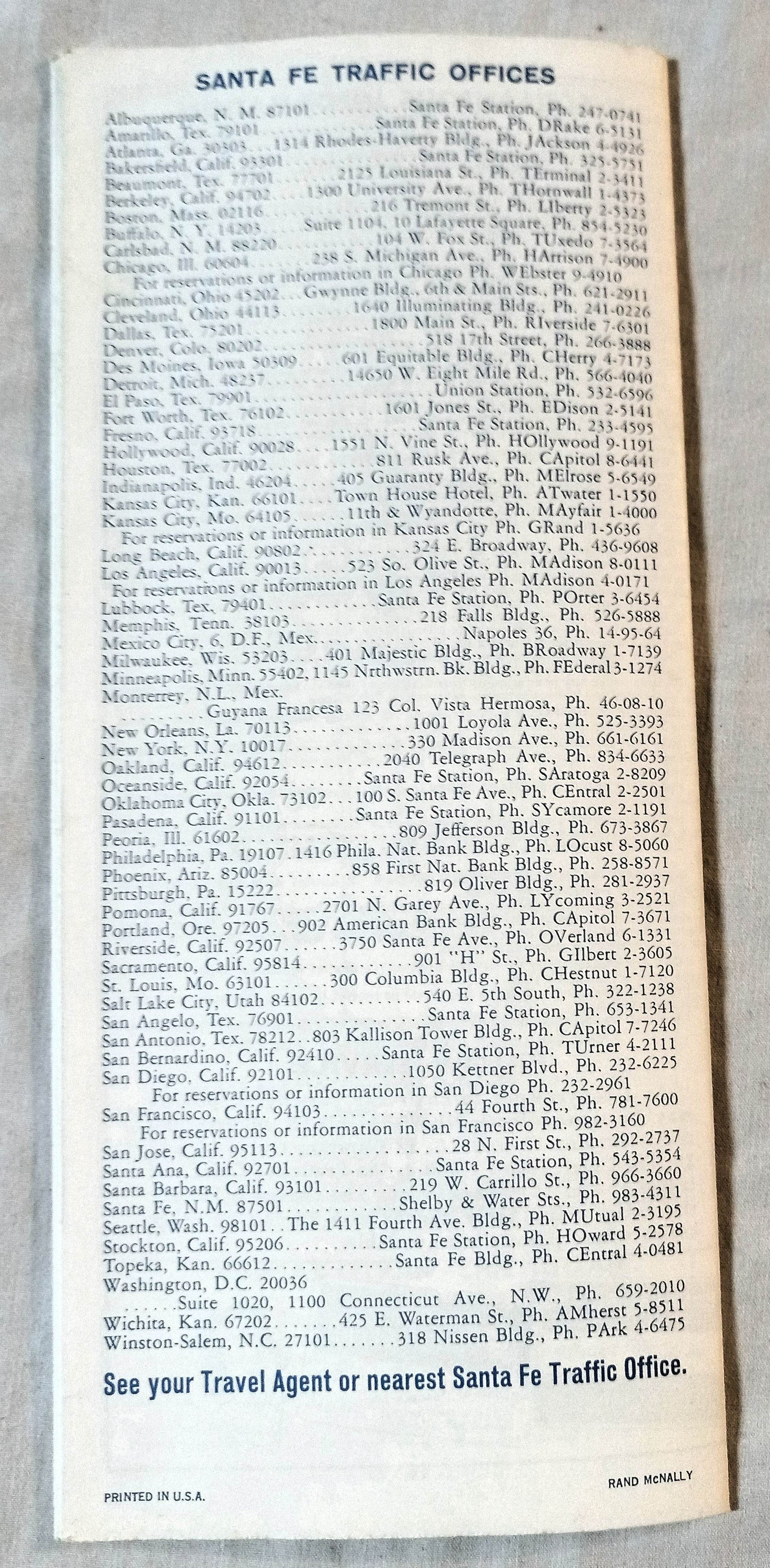 Atchison Topeka And Santa Fe Railway Schedules Timetable 1968 - TulipStuff