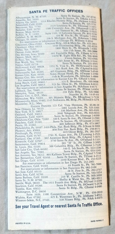 Atchison Topeka And Santa Fe Railway Schedules Timetable 1968 - TulipStuff