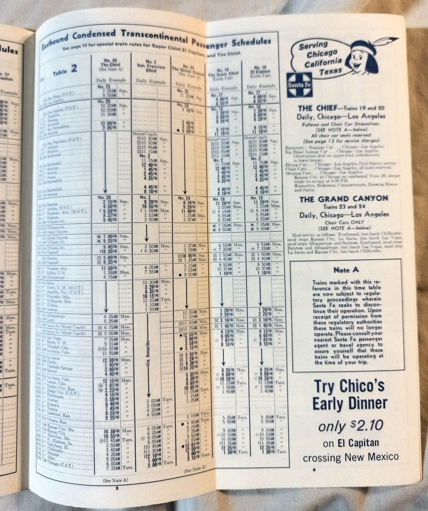 Atchison Topeka And Santa Fe Railway Schedules Timetable 1968 - TulipStuff