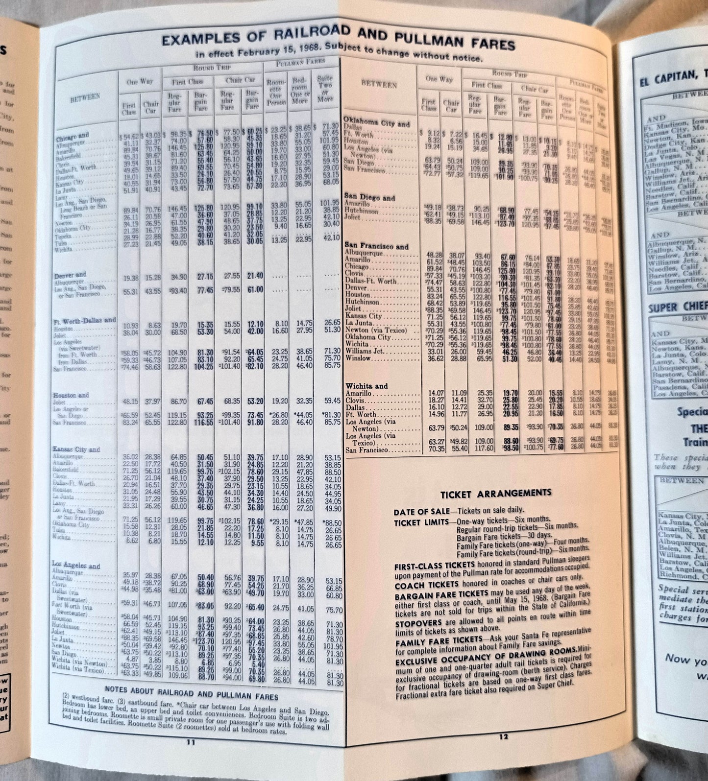 Atchison Topeka And Santa Fe Railway Schedules Timetable 1968 - TulipStuff