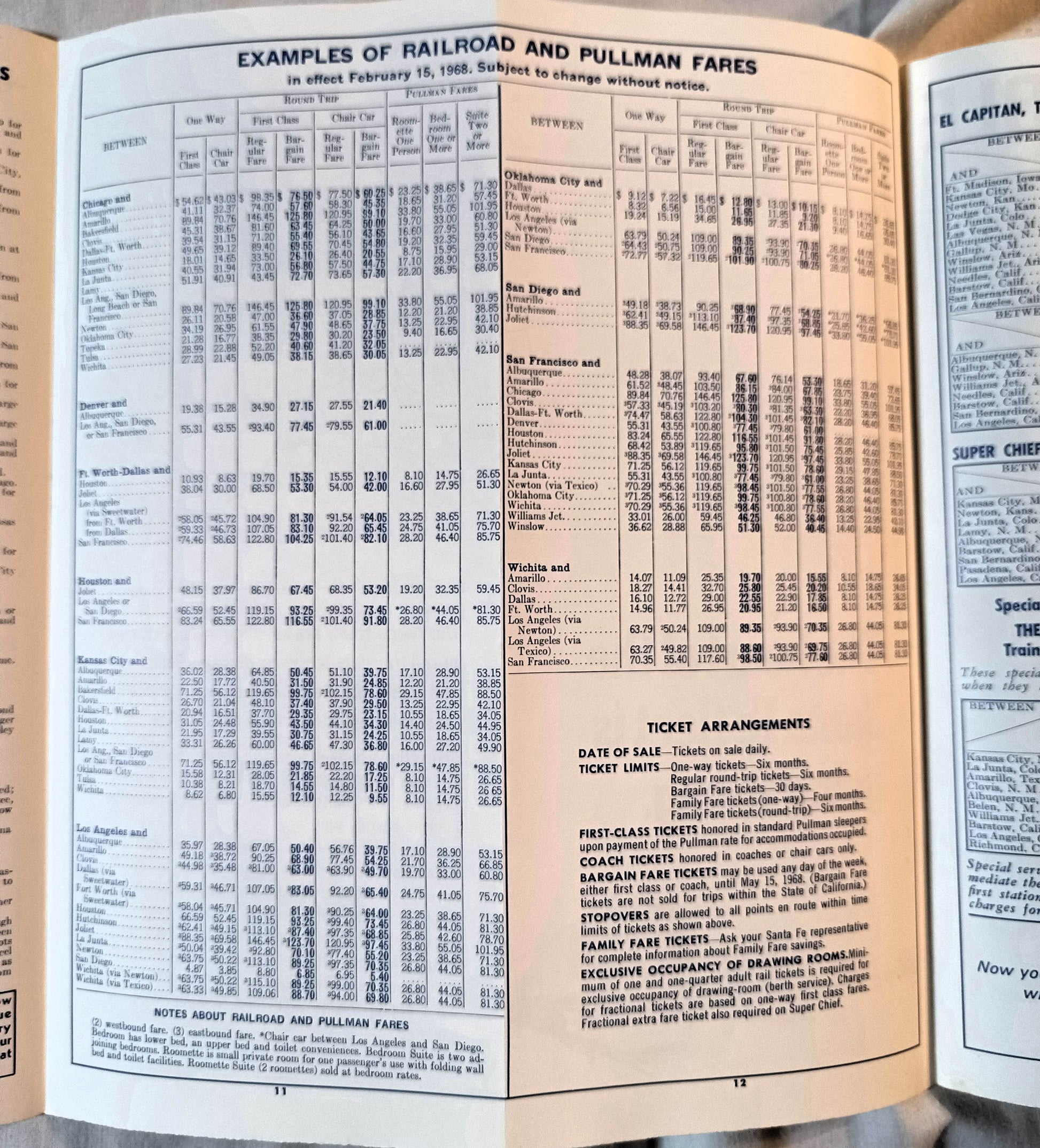 Atchison Topeka And Santa Fe Railway Schedules Timetable 1968 - TulipStuff