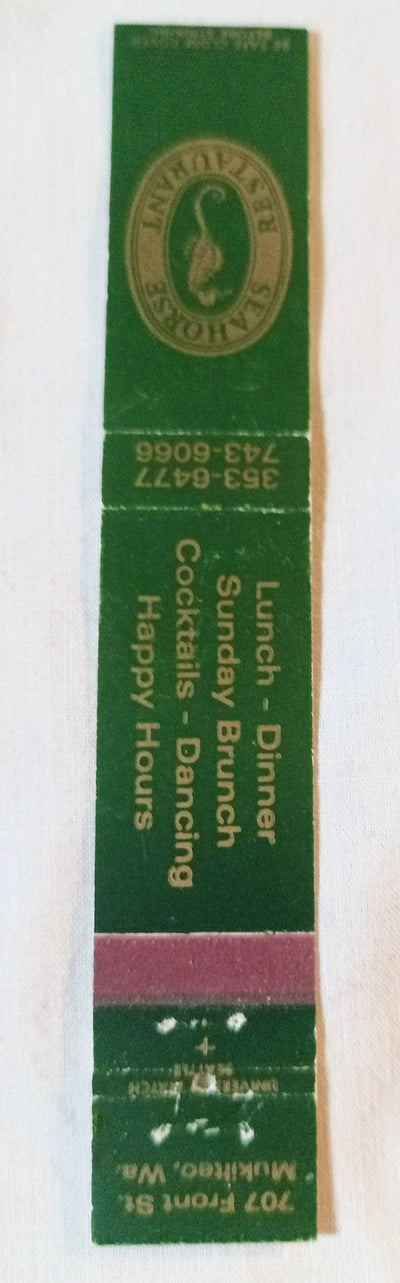 Sea Horse Restaurant Front St Mukilteo WA Matchbook Cover 1960's - TulipStuff