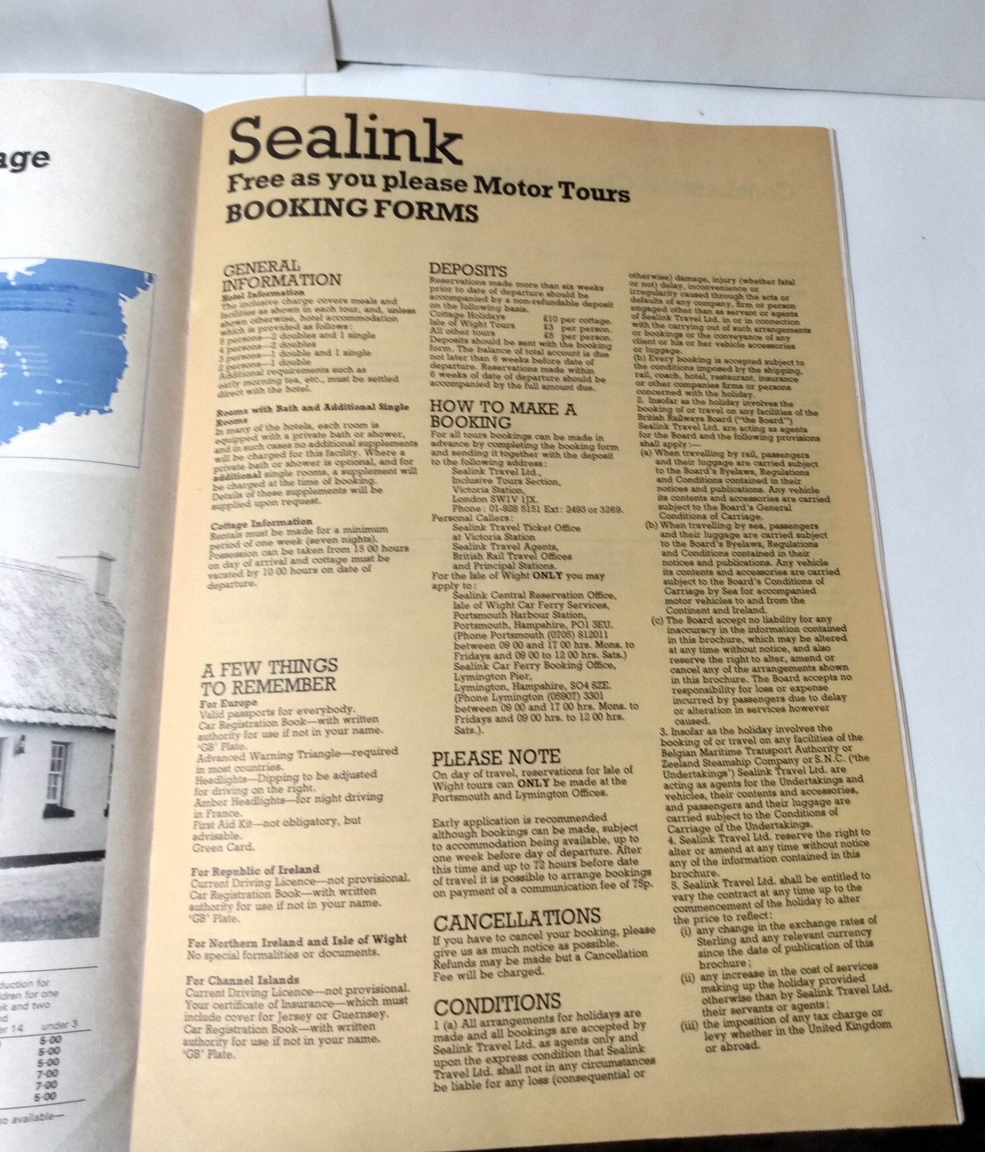 Sealink 1975 Car Ferry UK European Motor Tours Brochure - TulipStuff